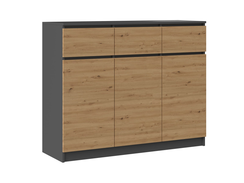 Komoda szafka 3D3S 120 - antracyt / dąb artisan 121122