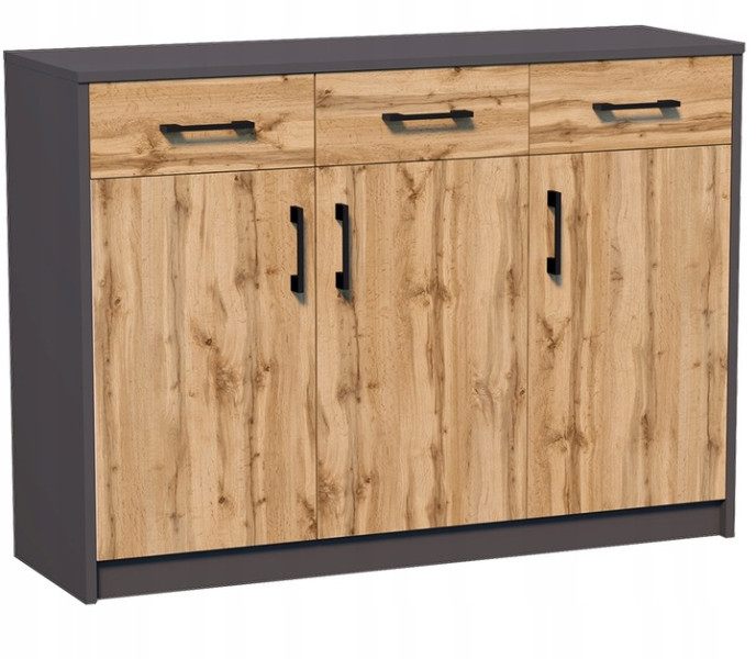 Komoda szafka 3D3S GRAFIT-WOTAN 110cm 3 szuflady ROB 299391