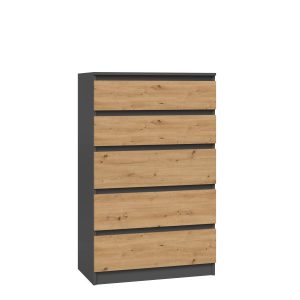 Komoda szafka 5 szuflad M5 antracyt / dąb artisan 96250 Komoda szafka 5 szuflad M5 antracyt / dąb artisan 96250
