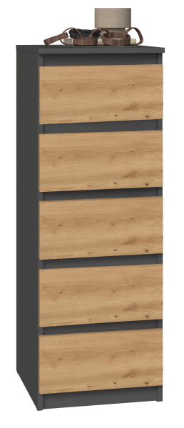Komoda szafka 5 szuflad W5 antracyt dąb artisan 290332