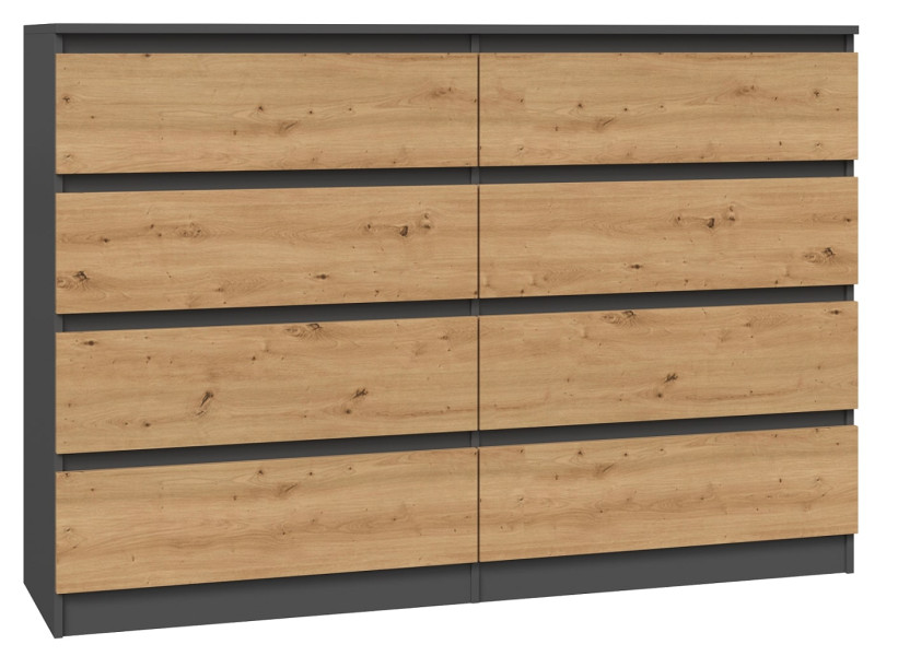 Komoda szafka 8 szuflad M8 140 cm Antracyt/Dąb Artisan 78438