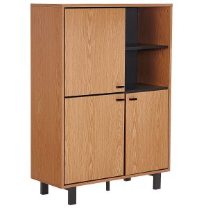 Komoda szafka 96 cm jasne drewno czarny 193055 Komoda szafka 96 cm jasne drewno czarny 193055