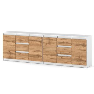 Komoda szafka biała dąb wotan skandynawska 240cm salon 595285 Komoda szafka biała dąb wotan skandynawska 240cm salon 595285