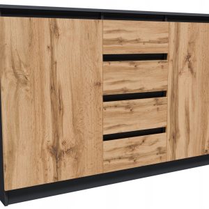 Komoda szafka CR3-T-4 140cm grafit-wotan 2 drzwi 4 szuflady pojemna duża 1078118 Komoda szafka CR3-T-4 140cm grafit-wotan 2 drzwi 4 szuflady pojemna duża 1078118