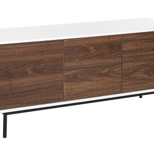 Komoda szafka dwudrzwiowa ciemne drewno z białym 70328 Komoda szafka dwudrzwiowa ciemne drewno z białym 70328