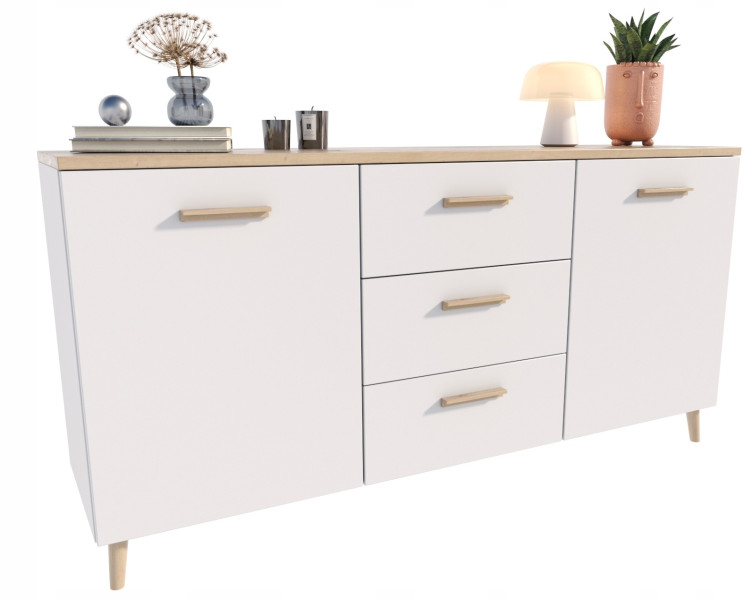 Komoda szafka MALMO 2D3S 150cm artisan-biały skandynawski 224028