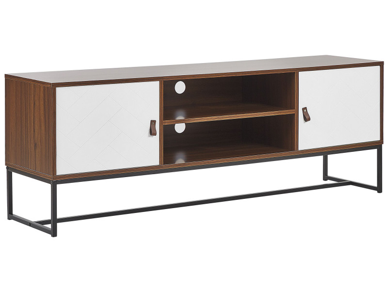 Komoda szafka RTV ciemne drewno z białym 70981