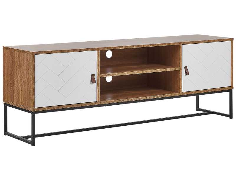 Komoda szafka RTV jasne drewno z białym 70982