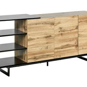 Komoda szafka szuflady jasne drewno z czarnym 70335 Komoda szafka szuflady jasne drewno z czarnym 70335