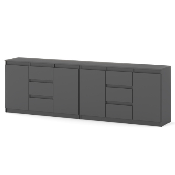 Komoda szara 240cm nowoczesna pojemna szafka do pokoju loft 595282