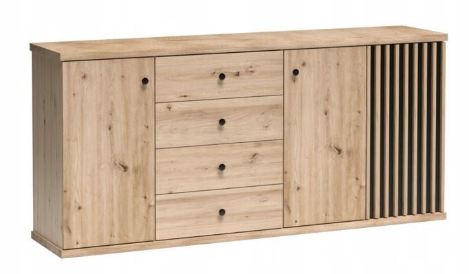 Komoda Szeroka 183 cm CALI C-20 4 szuflady 3 drzwi lamele dąb artisan 636490