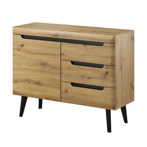 Komoda szuflady na wysokich nogach 107 cm Dąb Artisan Czarny 355603
