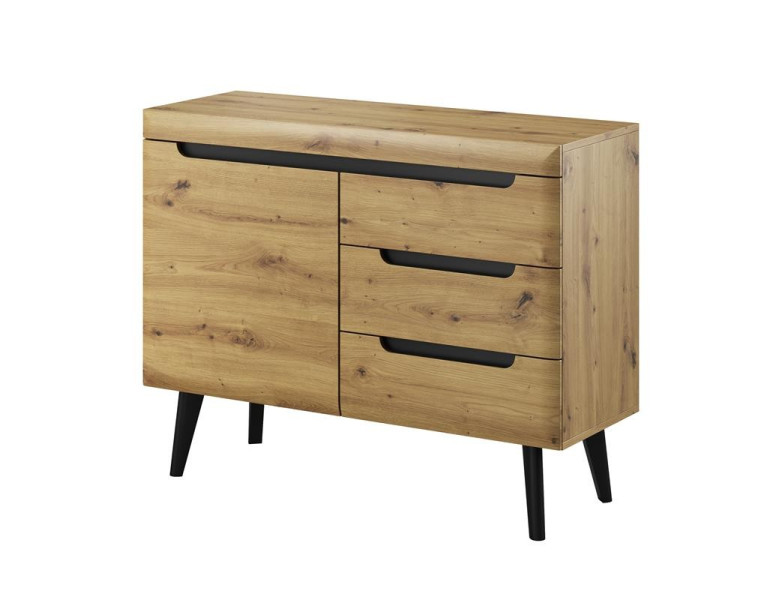 Komoda szuflady na wysokich nogach 107 cm Dąb Artisan Czarny 355603