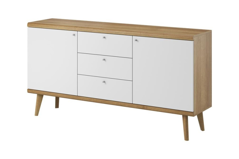 Komoda szuflady szeroka PRIMO 160 cm Biały + Dąb Riviera 401062