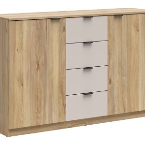 Komoda Tabina 140 cm z 2 drzwiami i 4 szufladami dąb mauvella/kaszmir 961253 Komoda Tabina 140 cm z 2 drzwiami i 4 szufladami dąb mauvella/kaszmir 961253