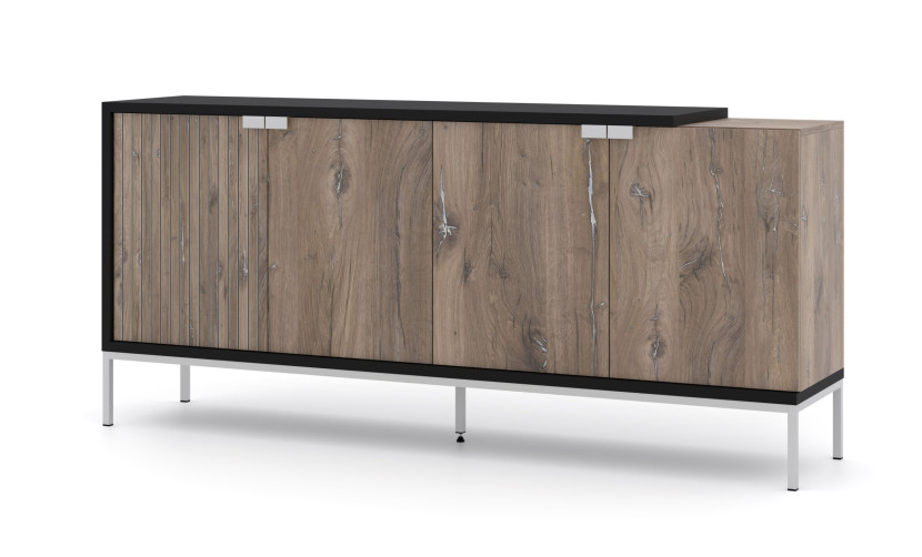 Komoda TOLEDO 190 cm 4D dąb flagstaff / czarny mat 240498