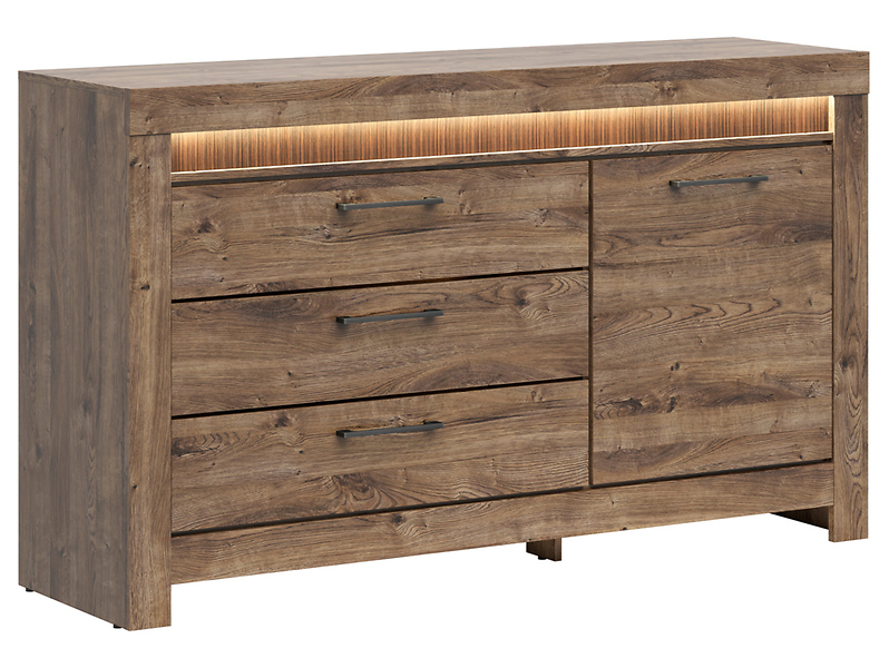Komoda Torin 157 cm z drzwiami i 3 szufladami dąb ribbeck brąz 42268
