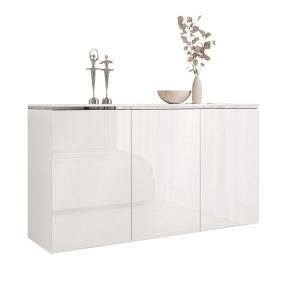 Komoda trzydrzwiowa AURORA SILVER 3D, biały połysk, wisząca 848616 Komoda trzydrzwiowa AURORA SILVER 3D, biały połysk, wisząca 848616