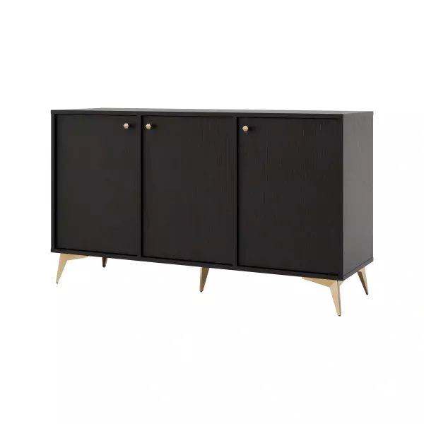 Komoda trzydrzwiowa do salonu Sakai 1 3F T813 Czarny 716941