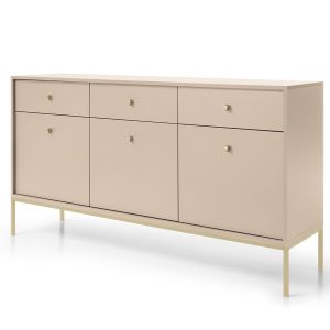 Komoda trzydrzwiowa szuflady złoty stelaż MOLLY 154cm Beżowa 351460