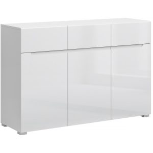 Komoda Trzydrzwiowa z Szufladami do Salonu MIST 135 cm Biały 318996