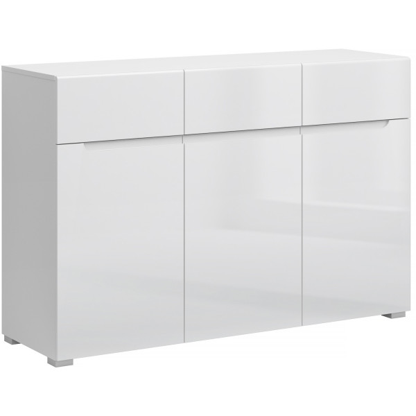 Komoda Trzydrzwiowa z Szufladami do Salonu MIST 135 cm Biały 318996