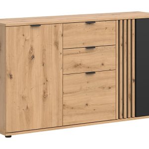 Komoda Vabres 150 cm z 3 drzwiami i 2 szufladami dąb artisan lamele 287245