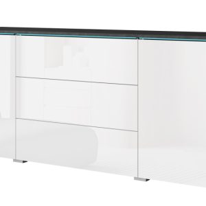 Komoda VEVE 150 cm matera/biały połysk z oświetleniem LED 351308 Komoda VEVE 150 cm matera/biały połysk z oświetleniem LED 351308
