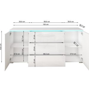 Komoda VEVE 150 cm szary Pallad z oświetleniem LED 716624 Komoda VEVE 150 cm szary Pallad z oświetleniem LED 716624