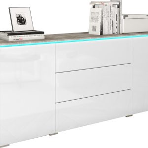 Komoda VEVE 150 cm w kolorze beton/biały połysk . 351305 Komoda VEVE 150 cm w kolorze beton/biały połysk . 351305