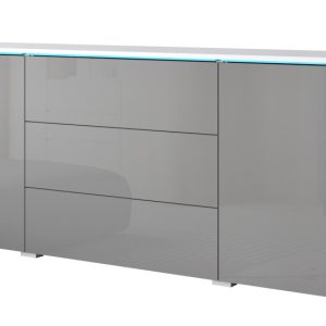 Komoda VEVE 150 cm w kolorze biały/szary połysk z oświetleniem LED 716626 Komoda VEVE 150 cm w kolorze biały/szary połysk z oświetleniem LED 716626