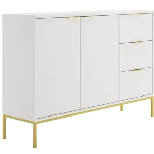 Komoda w stylu glamour z 3 szufladami biały + złoty – Ello 692226 Komoda w stylu glamour z 3 szufladami biały + złoty – Ello 692226