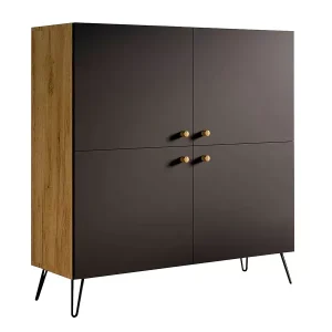 Komoda w stylu loft z półkami dąb craft + czarny – Lunix 692052 Komoda w stylu loft z półkami dąb craft + czarny – Lunix 692052