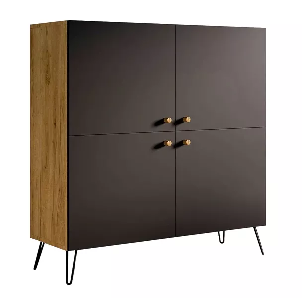 Komoda w stylu loft z półkami dąb craft + czarny - Lunix 692052