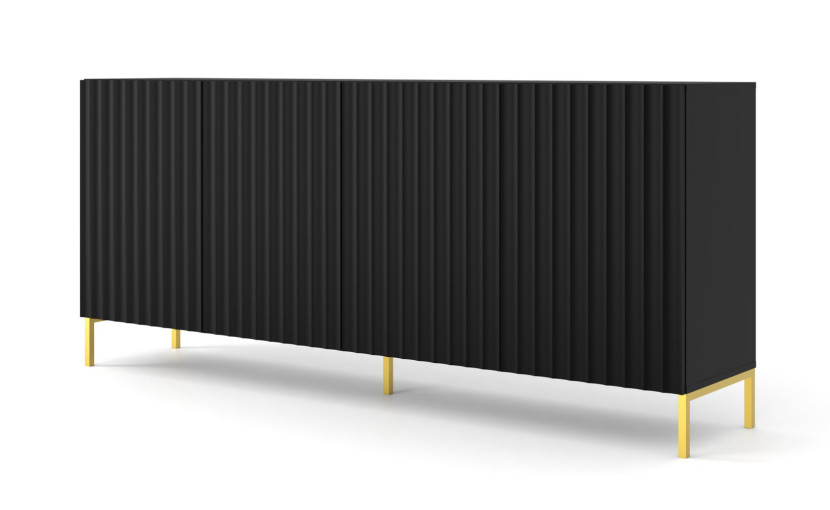Komoda WAVE 200 cm 4D frez czarny mat 240506