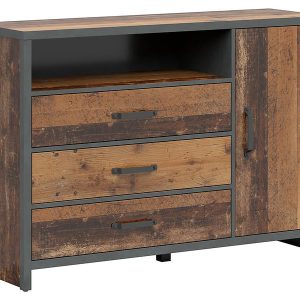 Komoda Weston 131 cm z drzwiami 3 szufladami i półką sosna old style 41281 Komoda Weston 131 cm z drzwiami 3 szufladami i półką sosna old style 41281