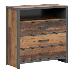 Komoda Weston 90 cm z 3 szufladami i półką sosna old style 41282 Komoda Weston 90 cm z 3 szufladami i półką sosna old style 41282
