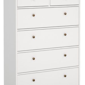 Komoda wysoka 96 cm biała z 6 szufladami PRADO 1078963 Komoda wysoka 96 cm biała z 6 szufladami PRADO 1078963