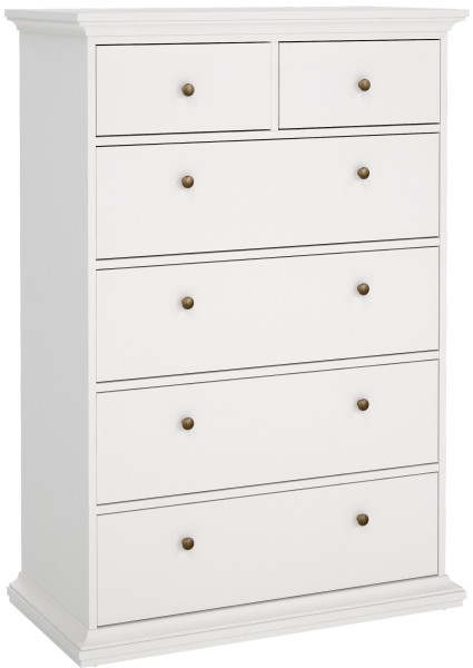 Komoda wysoka 96 cm biała z 6 szufladami PRADO 1078963