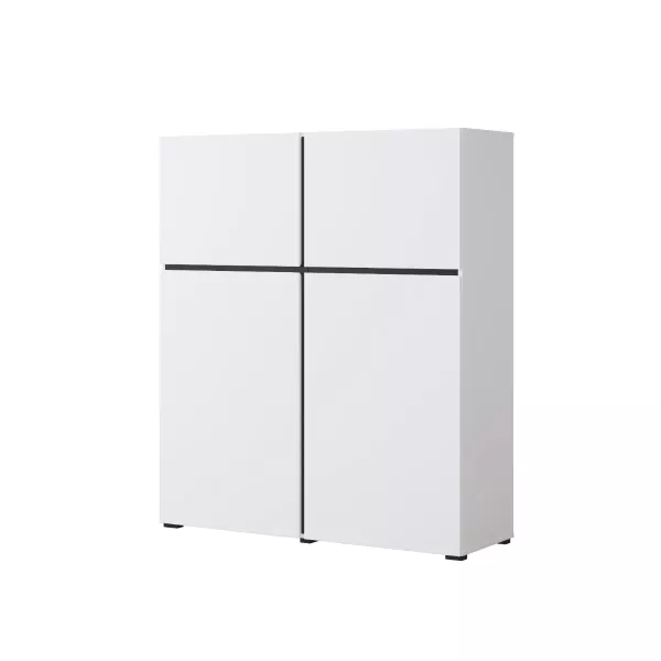 Komoda wysoka CROSS 4D 119cm biała/czarna 527015