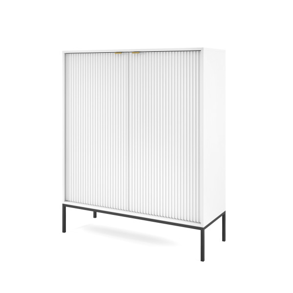 Komoda wysoka dwudrzwiowa Biała Nova K104 do salonu 318293