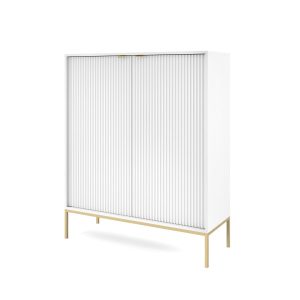 Komoda wysoka dwudrzwiowa Biała Nova K104 Złote nogi 318291 Komoda wysoka dwudrzwiowa Biała Nova K104 Złote nogi 318291