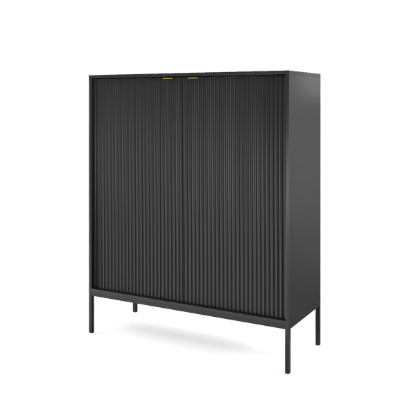 Komoda wysoka dwudrzwiowa Czarna Nova K104 do salonu 318299