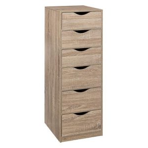 KOMODA wysoka Kali 6 SZUFLAD naturalna MDF styl skandynawski 458968 KOMODA wysoka Kali 6 SZUFLAD naturalna MDF styl skandynawski 458968