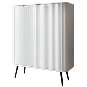 Komoda wysoka na czarnych nogach ZOVA 103 cm Biała 311627 Komoda wysoka na czarnych nogach ZOVA 103 cm Biała 311627