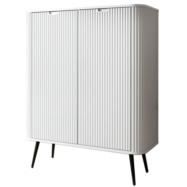 Komoda wysoka na czarnych nogach ZOVA 103 cm Biała 311627