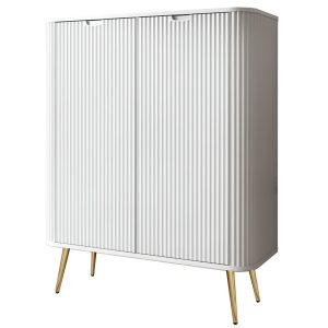 Komoda wysoka na złotych nogach ZOVA 103 cm Biała 311626 Komoda wysoka na złotych nogach ZOVA 103 cm Biała 311626