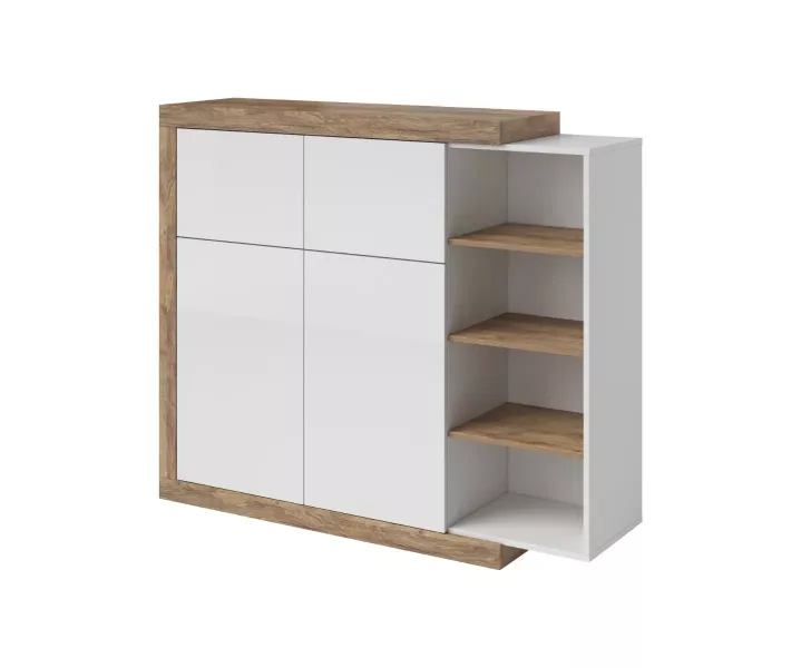 Komoda wysoka SINTRA 2D2KL 150cm dąb samdal/biały połysk 639210