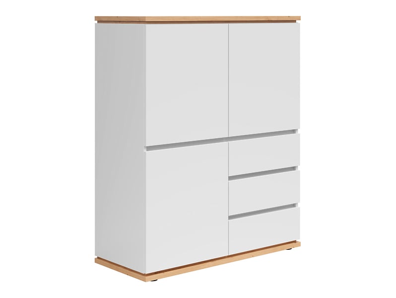 Komoda Yamael 100 cm z 3 drzwiami i szufladami biała 399322