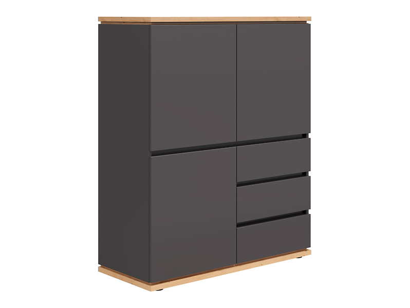 Komoda Yamael 100 cm z 3 drzwiami i szufladami grafit/dąb artisan 399323